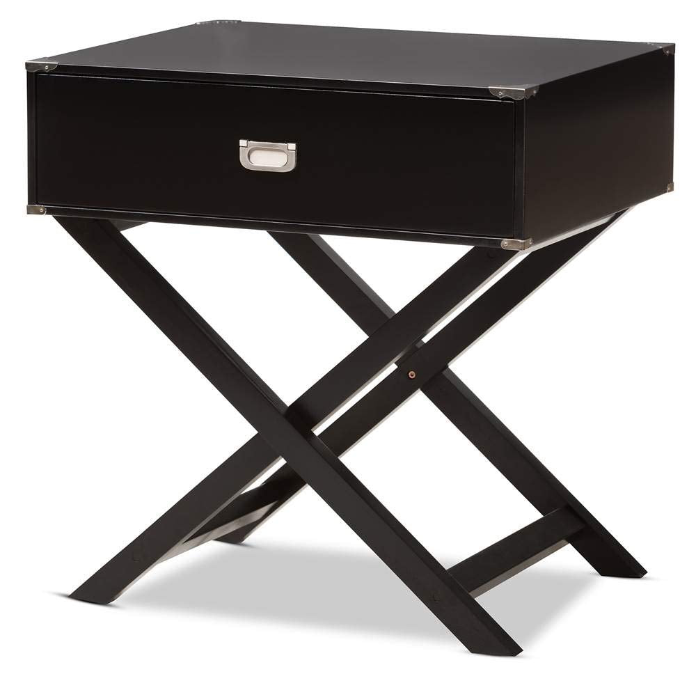 Baxton Studio Curtice Modern And Contemporary Black 1-Drawer Wooden Bedside Table